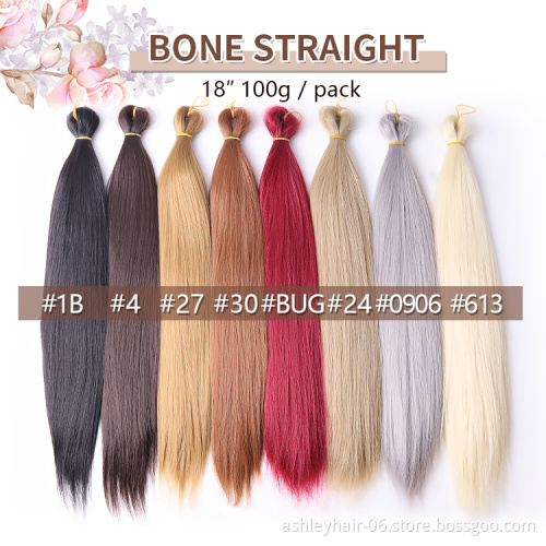 Julianna bone straight braiding hair extension wholesale synthetic attachment silky braiding bone straight braids extensions